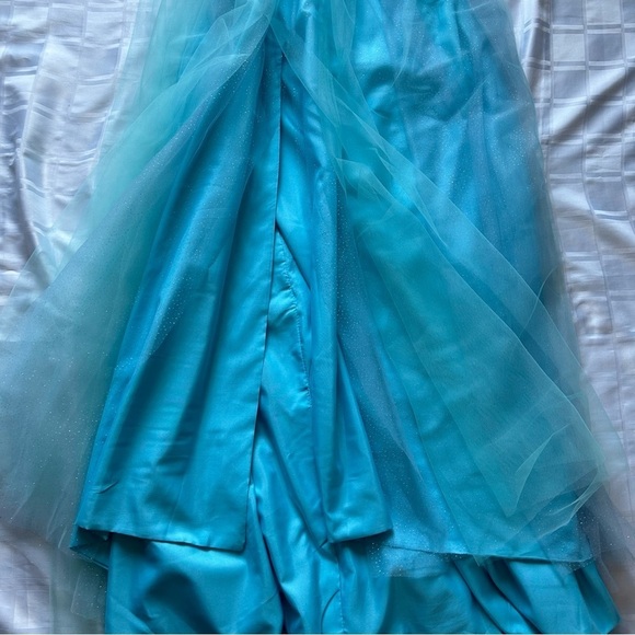 Blue Fairycore Tulle & Floral Appliqué Front Slit Maxi Dress with Corset Bodice - Picture 10 of 17